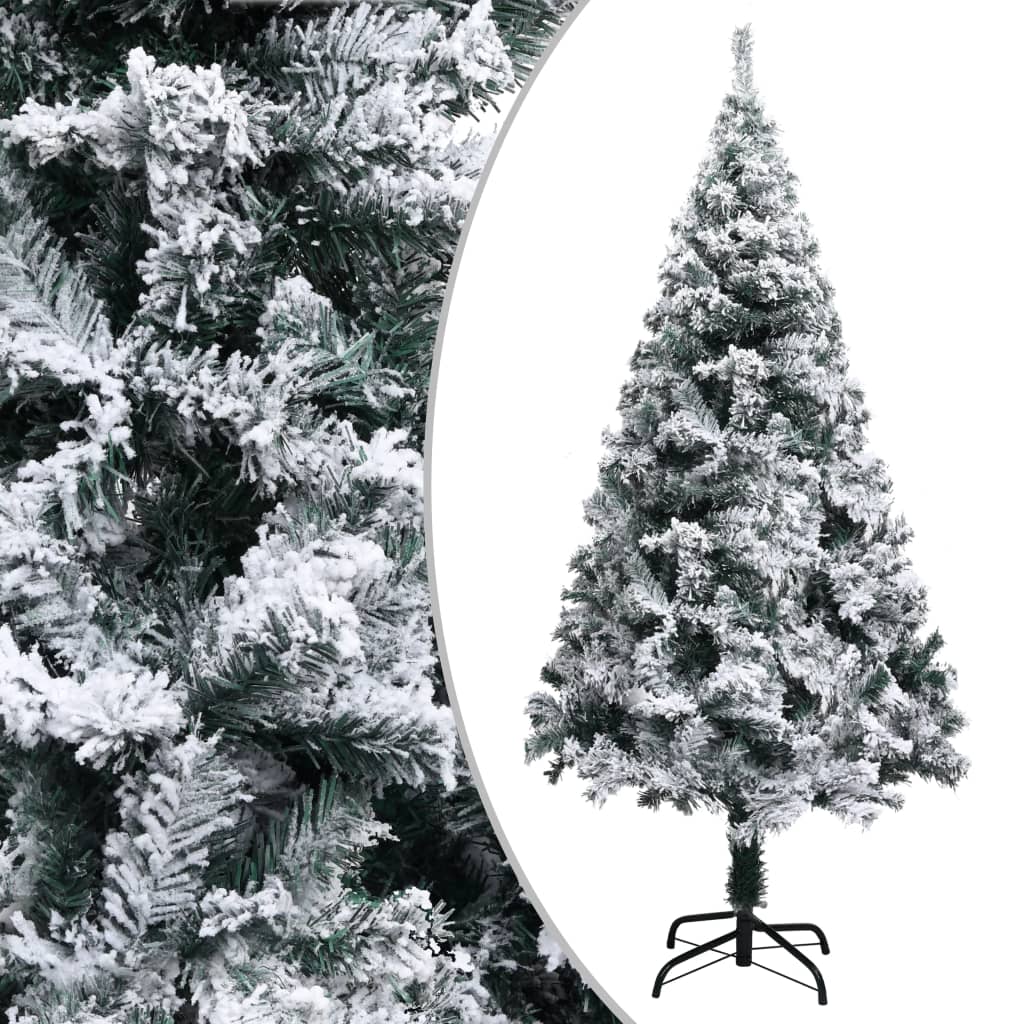 Árbol de Navidad 680 ramas con efecto nevado verde Ø95x150 cm animada