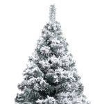 Árbol de Navidad 680 ramas con efecto nevado verde Ø95x150 cm detalle