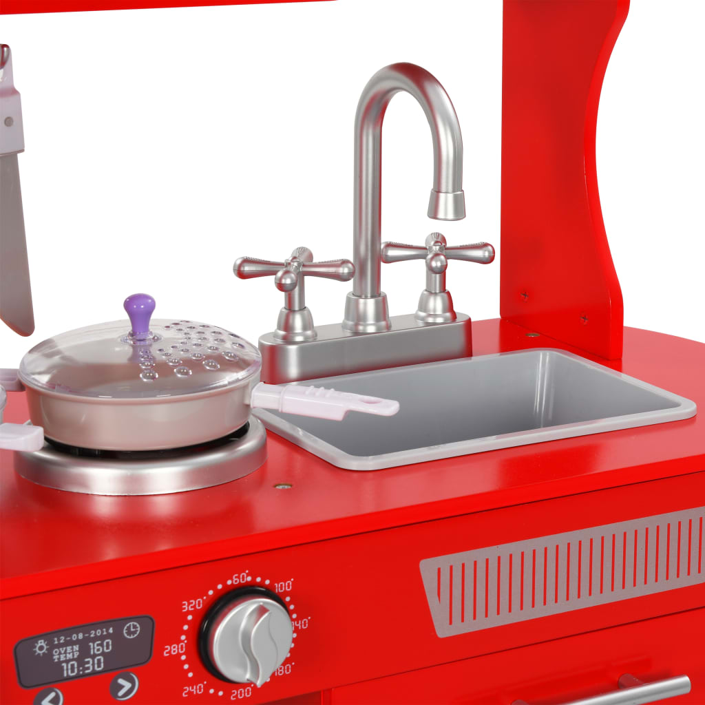 Cocina de juguete con accesorios +36 meses rojo 89x80x31 cm grifo