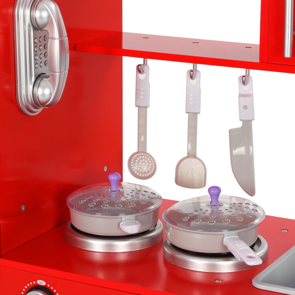 Cocina de juguete con accesorios +36 meses rojo 89x80x31 cm utensilios