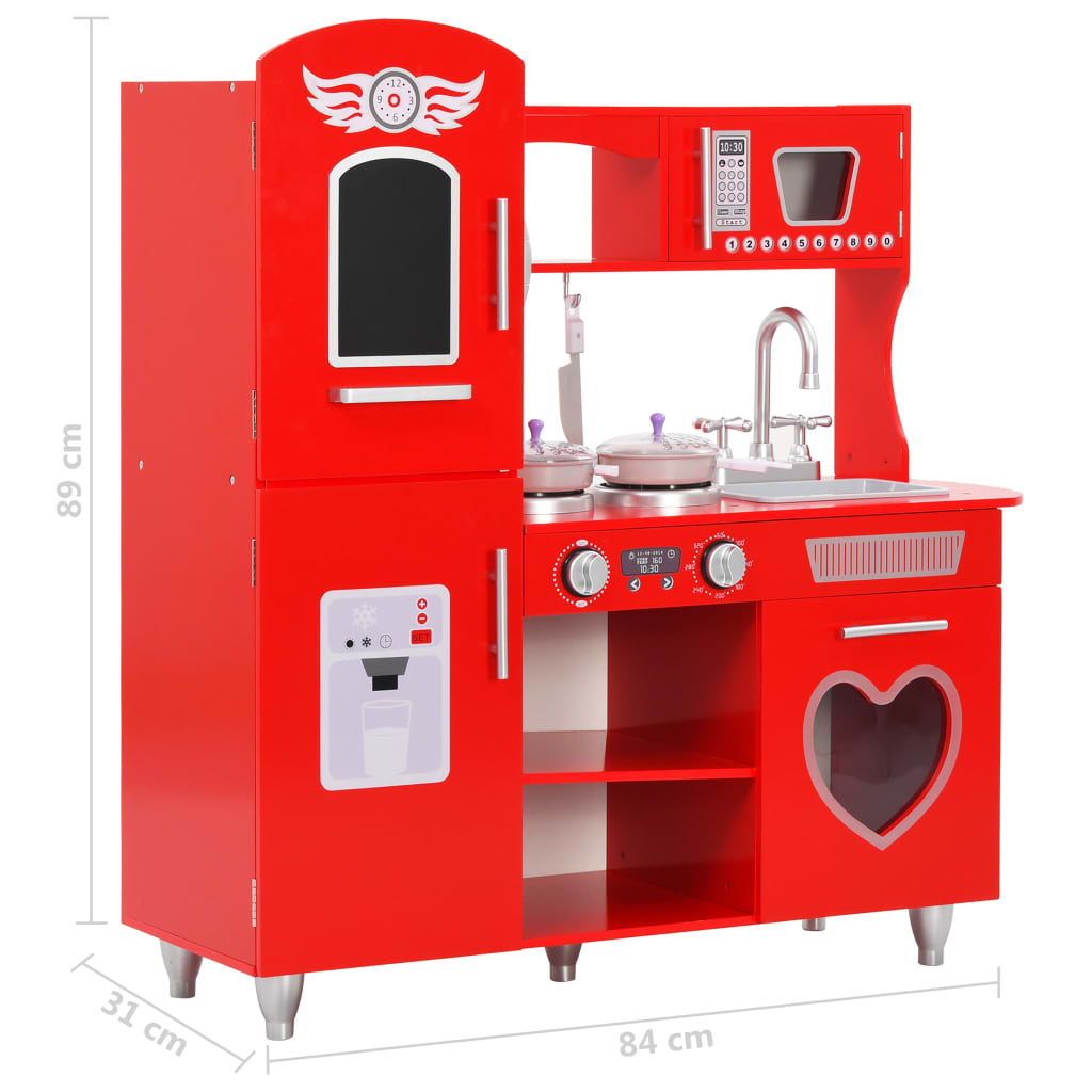 Cocina de juguete con accesorios +36 meses rojo 89x80x31 cm