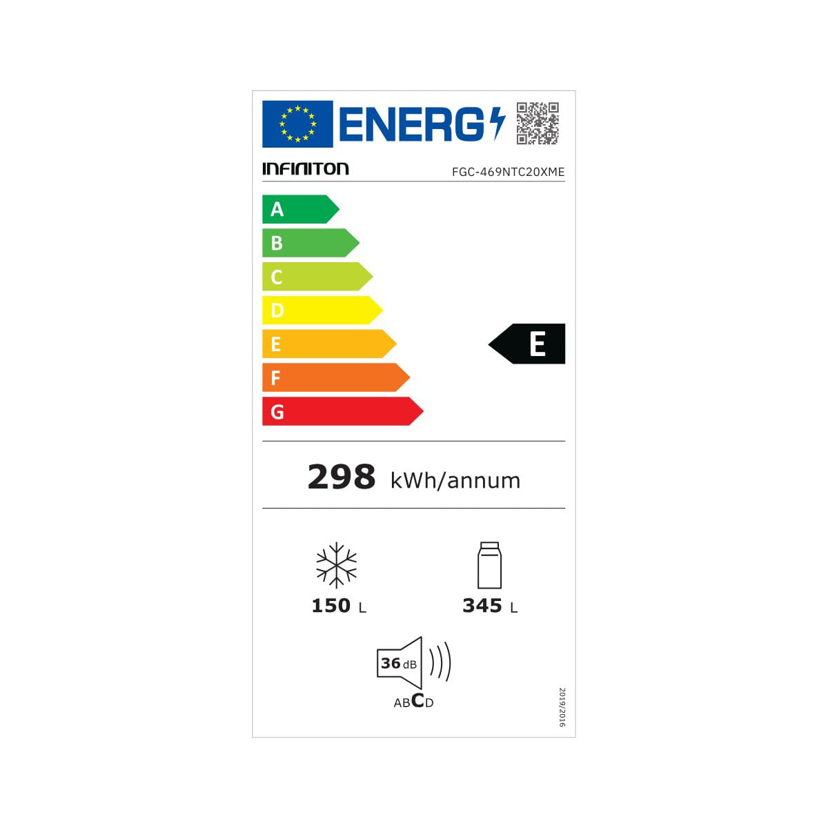 Frigorífico combi Infiniton FGC-469WC20XEM Total No Frost 495L E inox 200 cm