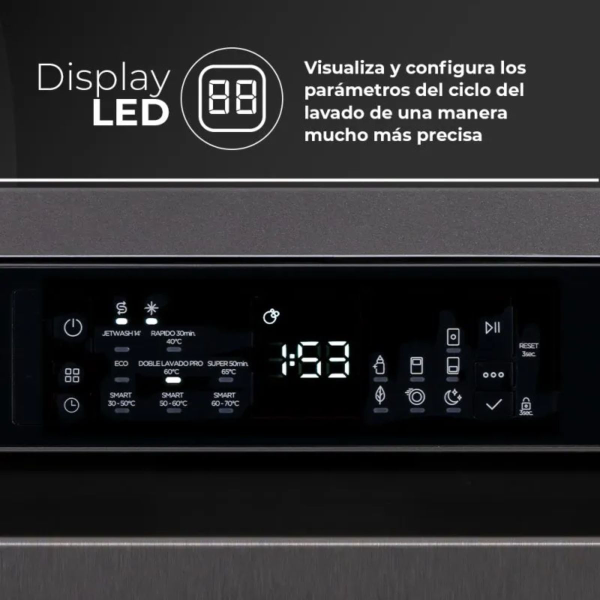 Lavavajillas Aspes ALV137X 15 cubiertos 8 programas D negro inox 59,8 cm programas