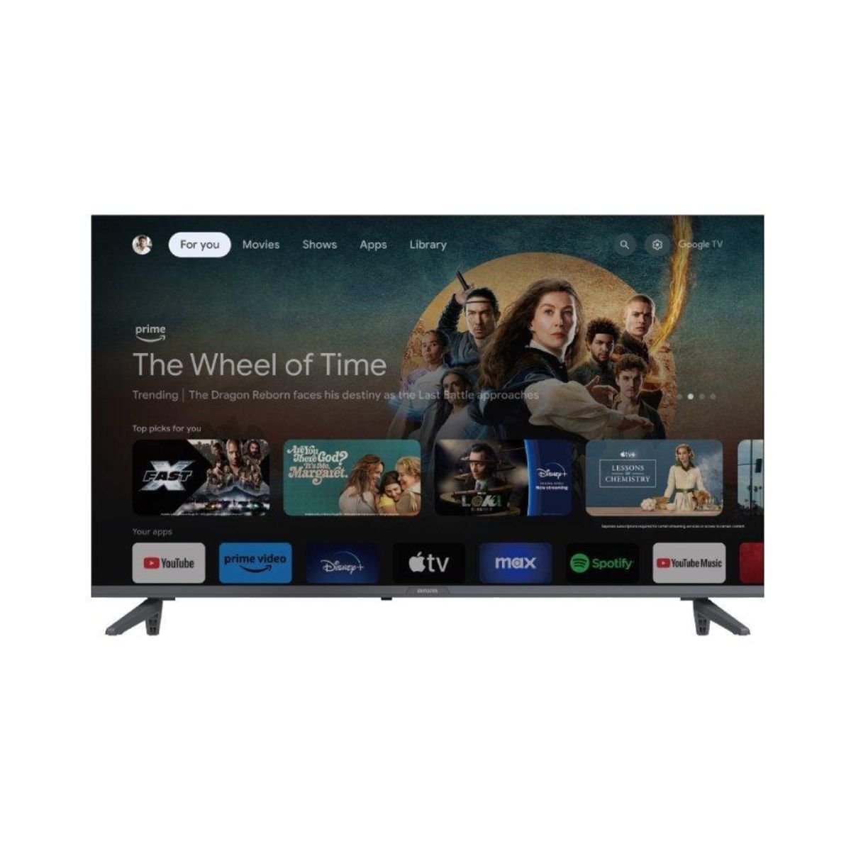 Televisor Smart TV Aiwa 32GO40804HD HD Ready 32’’ Google TV negro fondo blanco