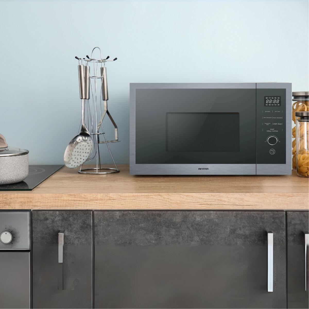Microondas encastrable Infiniton IMW-DD2S 800W 25L con grill inox  animada