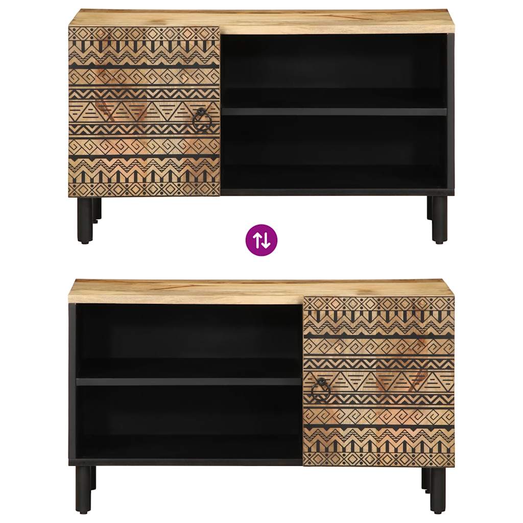 Mueble de TV Galum 2 compartimentos + 1 puerta negro/natural 46x80x33,5 cm