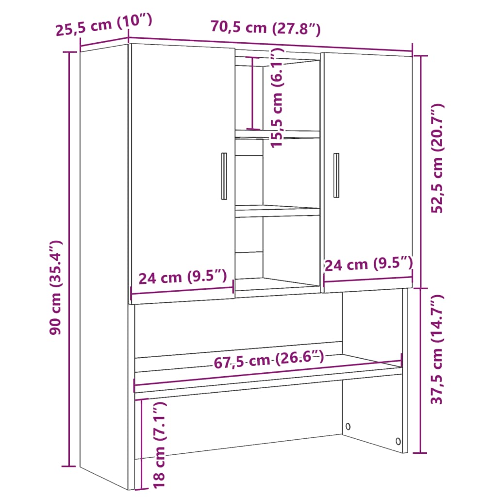 Armario auxiliar Dora 4 estantes + 2 puertas gris oscuro 90x70,5x25,5 cm medidas