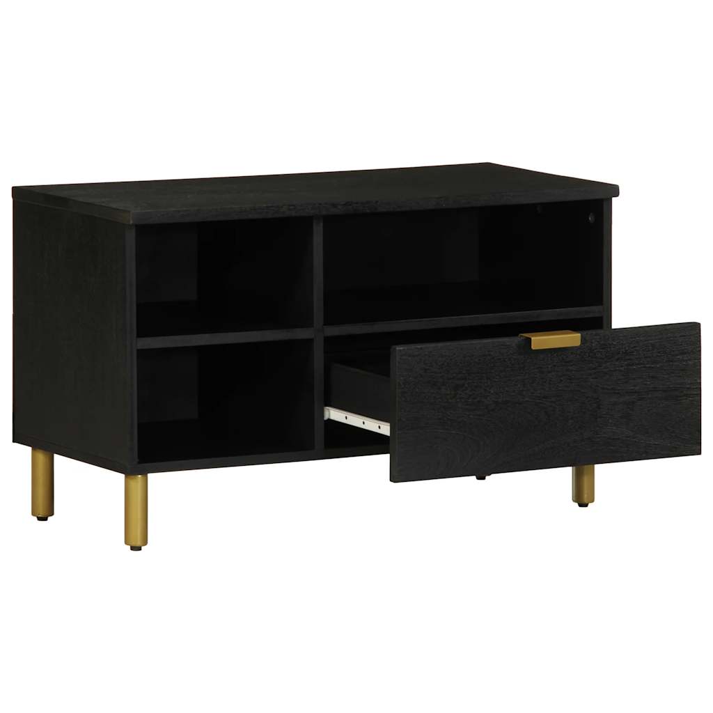 Mueble de TV Grillo 3 compartimentos + cajón negro 46x80x33 cm fondo blanco
