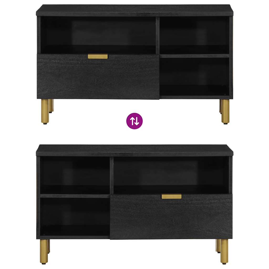 Mueble de TV Grillo 3 compartimentos + cajón negro 46x80x33 cm