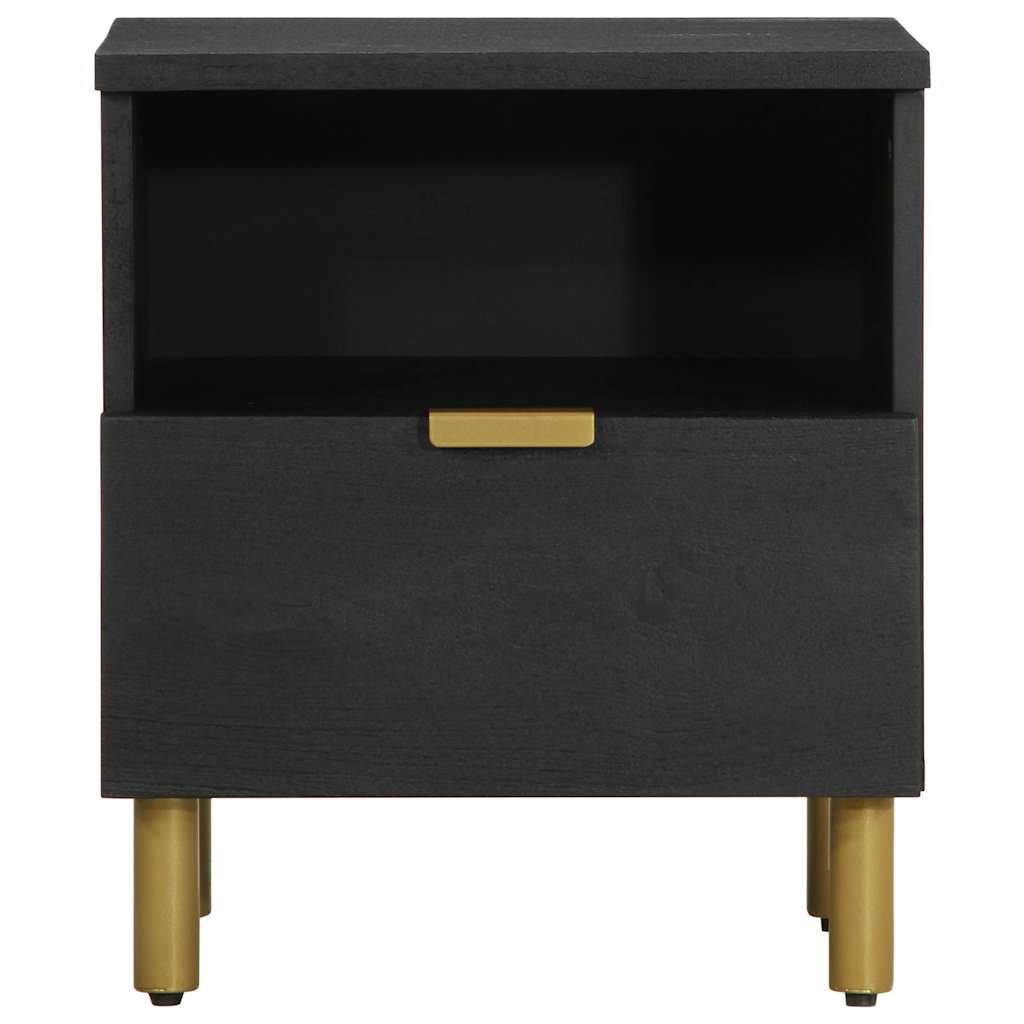Pack de 2 mesitas de noche Tristán con cajón + compartimento negro 46x40x33 cm frontal