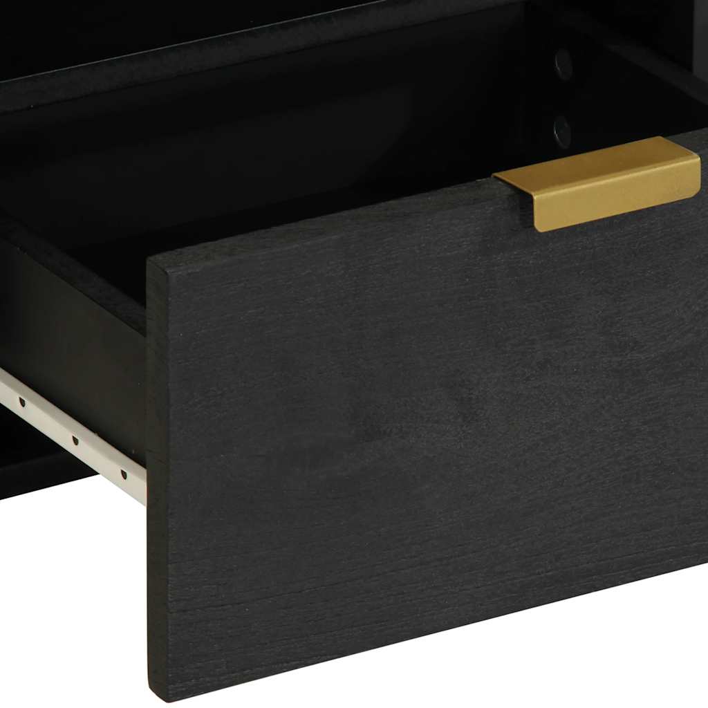 Pack de 2 mesitas de noche Tristán con cajón + compartimento negro 46x40x33 cm detalle cajon