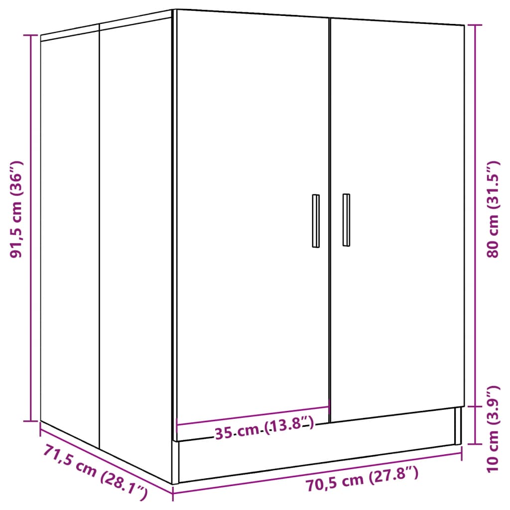 Armario para lavadora Dila 2 puertas gris oscuro 91,5x70,5x71,5 cm medidas