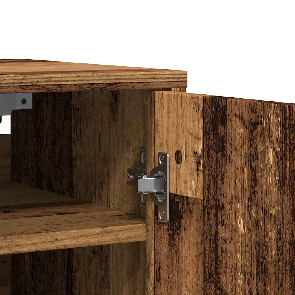 Zapatero Rustie con puerta + 5 compartimentos madera 70x32x35 cm detalle