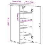 Zapatero Rustie con puerta + 5 compartimentos madera 70x32x35 cm medidas