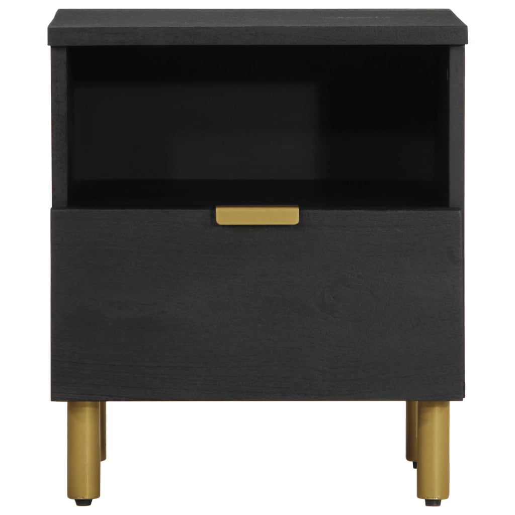 Mesita de noche Cobre 1 cajón + compartimento negro 46x40x33 cm frontal
