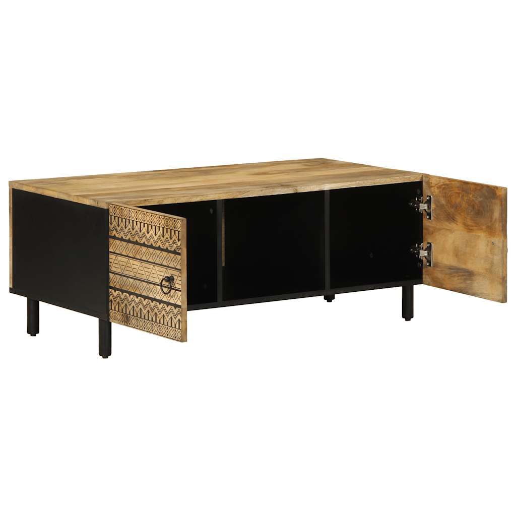 Mesa de centro Nootka 2 armarios + compartimento natural/negro 40x100x54 cm interior