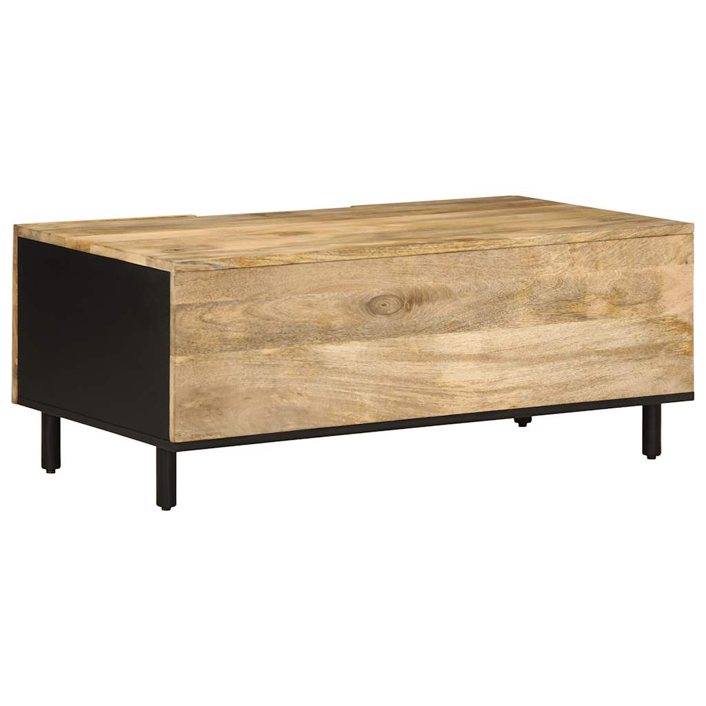 Mesa de centro Nootka 2 armarios + compartimento natural/negro 40x100x54 cm psoterior