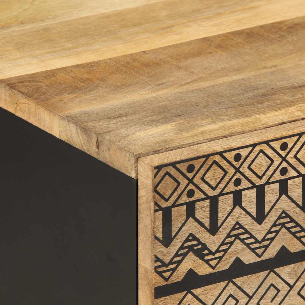 Mesa de centro Nootka 2 armarios + compartimento natural/negro 40x100x54 cm detalle