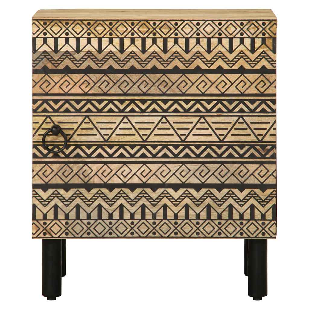 Mesita de nocche Egipto con puerta natural/negro 46x40x33,5 cm frontal