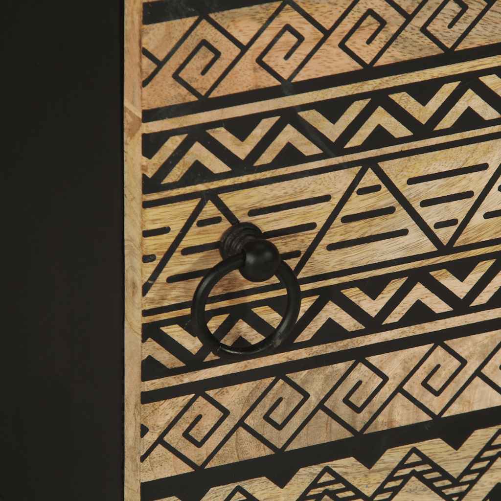 Mesita de nocche Egipto con puerta natural/negro 46x40x33,5 cm detalle