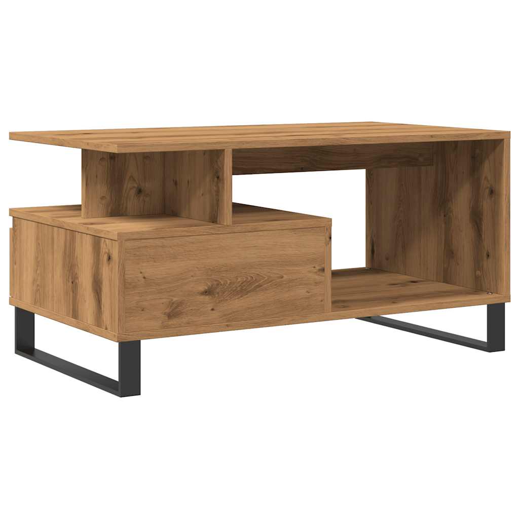 Mesa de centro Cerezo compartimento + 1 cajón roble 45x90x49 cm lateral