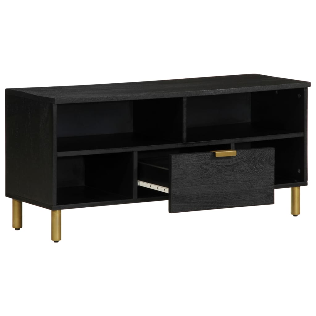 Mueble de TV Jiya 1 cajón + 4 compartimentos negro 46x100x33 cm interior