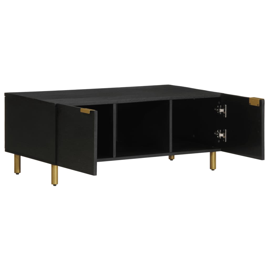 Mesa de centro Lope 2 armarios + compartimento negro 40x100x54 cm interior