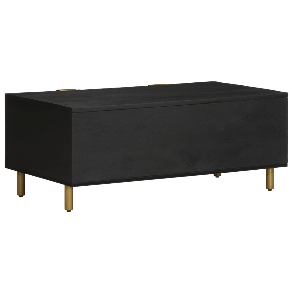 Mesa de centro Lope 2 armarios + compartimento negro 40x100x54 cm posterior
