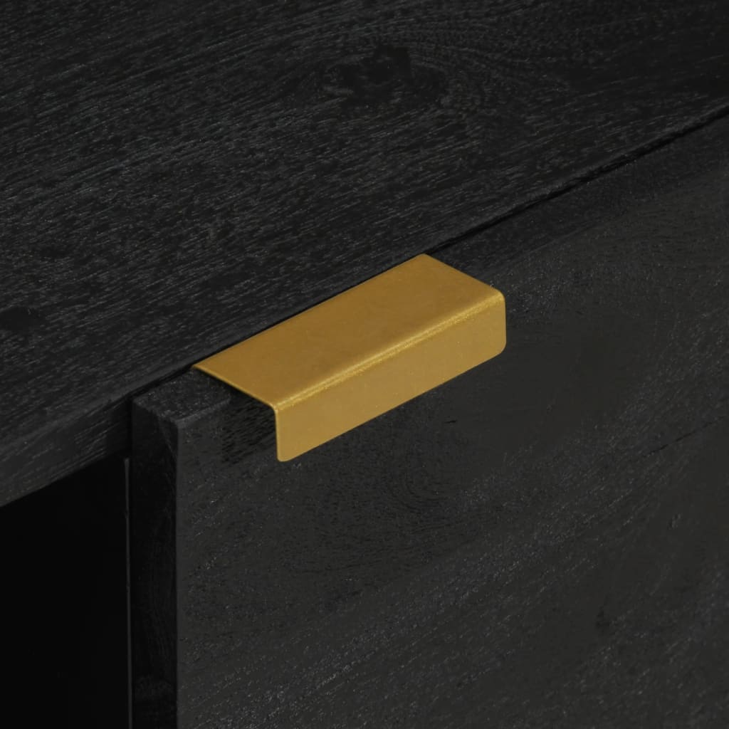 Mesa de centro Lope 2 armarios + compartimento negro 40x100x54 cm detalle