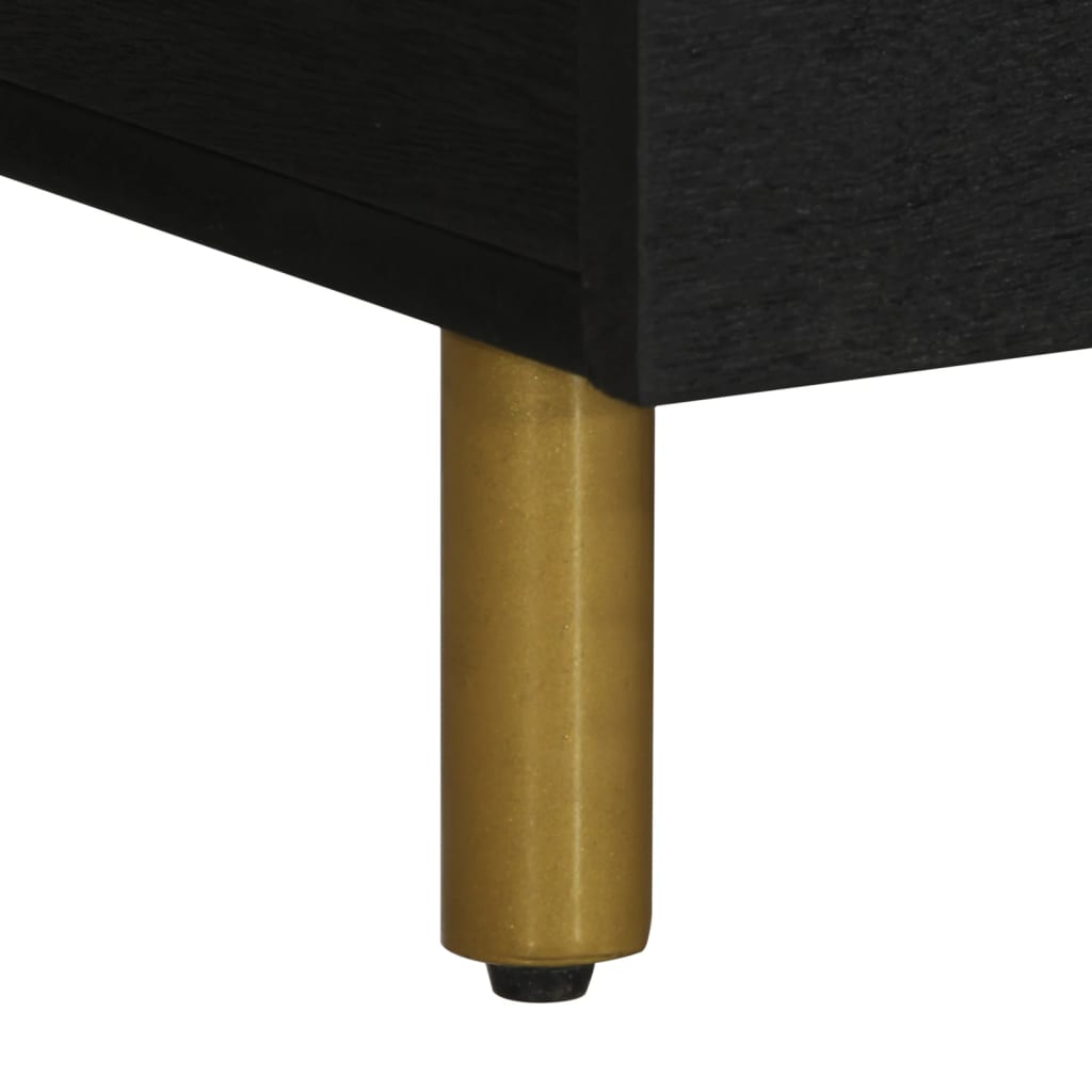 Mesa de centro Lope 2 armarios + compartimento negro 40x100x54 cm patas