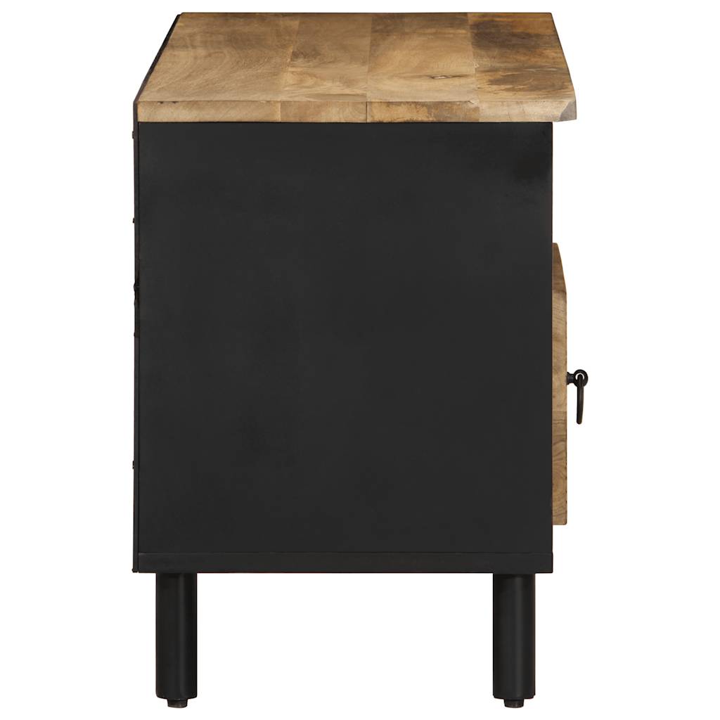 Mueble de TV Tepaneca 4 compartimentos + 1 cajón negro/natural 46x100x33,5 cm perfil