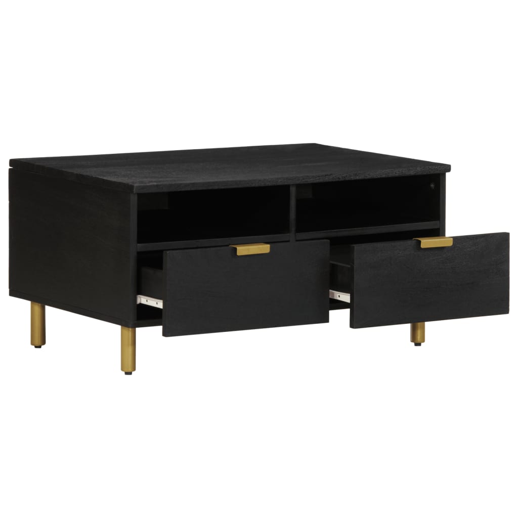 Mesa de centro Espino 2 cajones + 2 compartimentos negro 40x80x54 cm interior