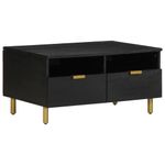 Mesa de centro Espino 2 cajones + 2 compartimentos negro 40x80x54 cm lateral