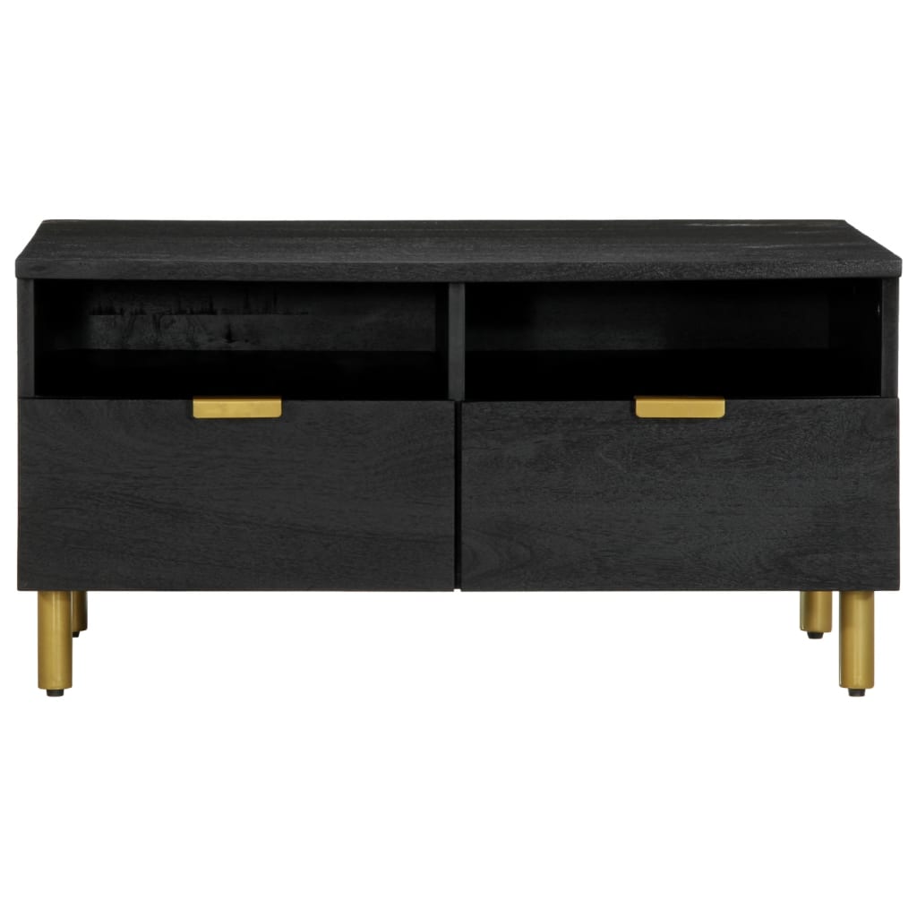 Mesa de centro Espino 2 cajones + 2 compartimentos negro 40x80x54 cm frontal