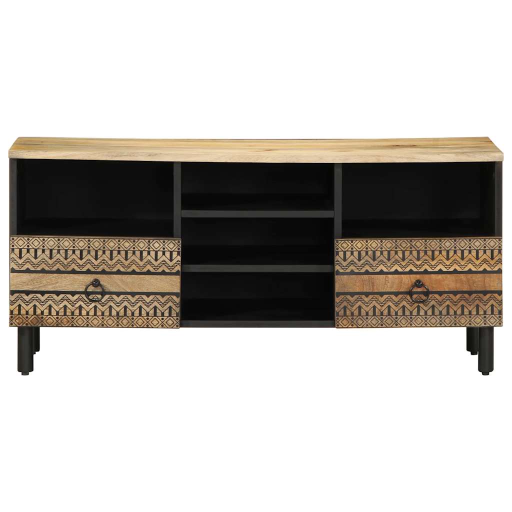 Mueble de TV Chalca 5 compartimentos + 2 cajones negro/natural 46x100x33,5 cm