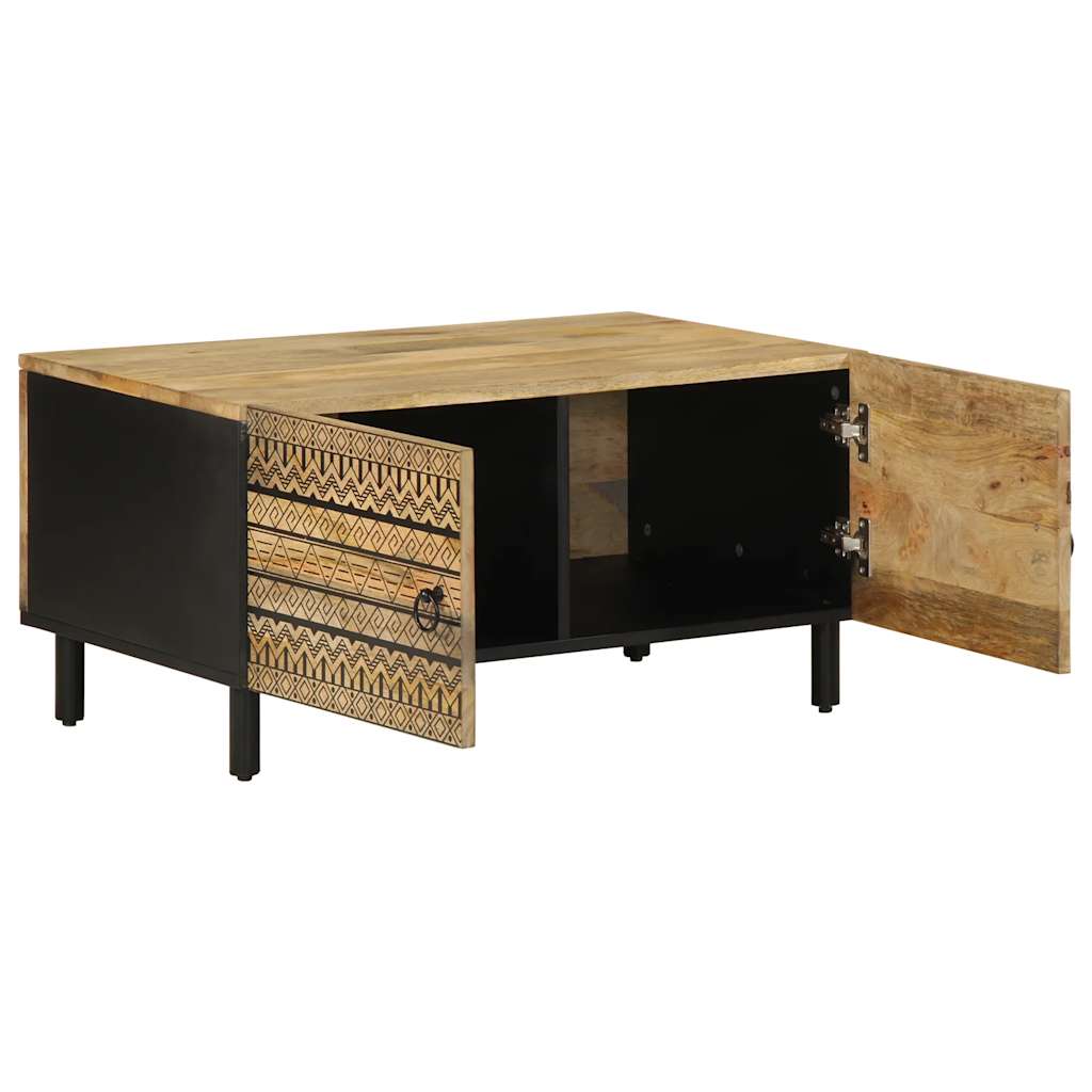 Mesa de centro Nahua 2 puertas negro/natural 40x80x50 cm fondo blanco