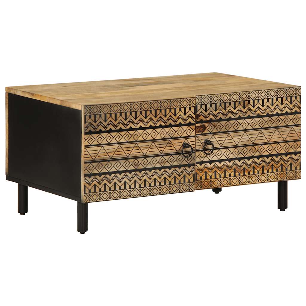 Mesa de centro Nahua 2 puertas negro/natural 40x80x50 cm lateral