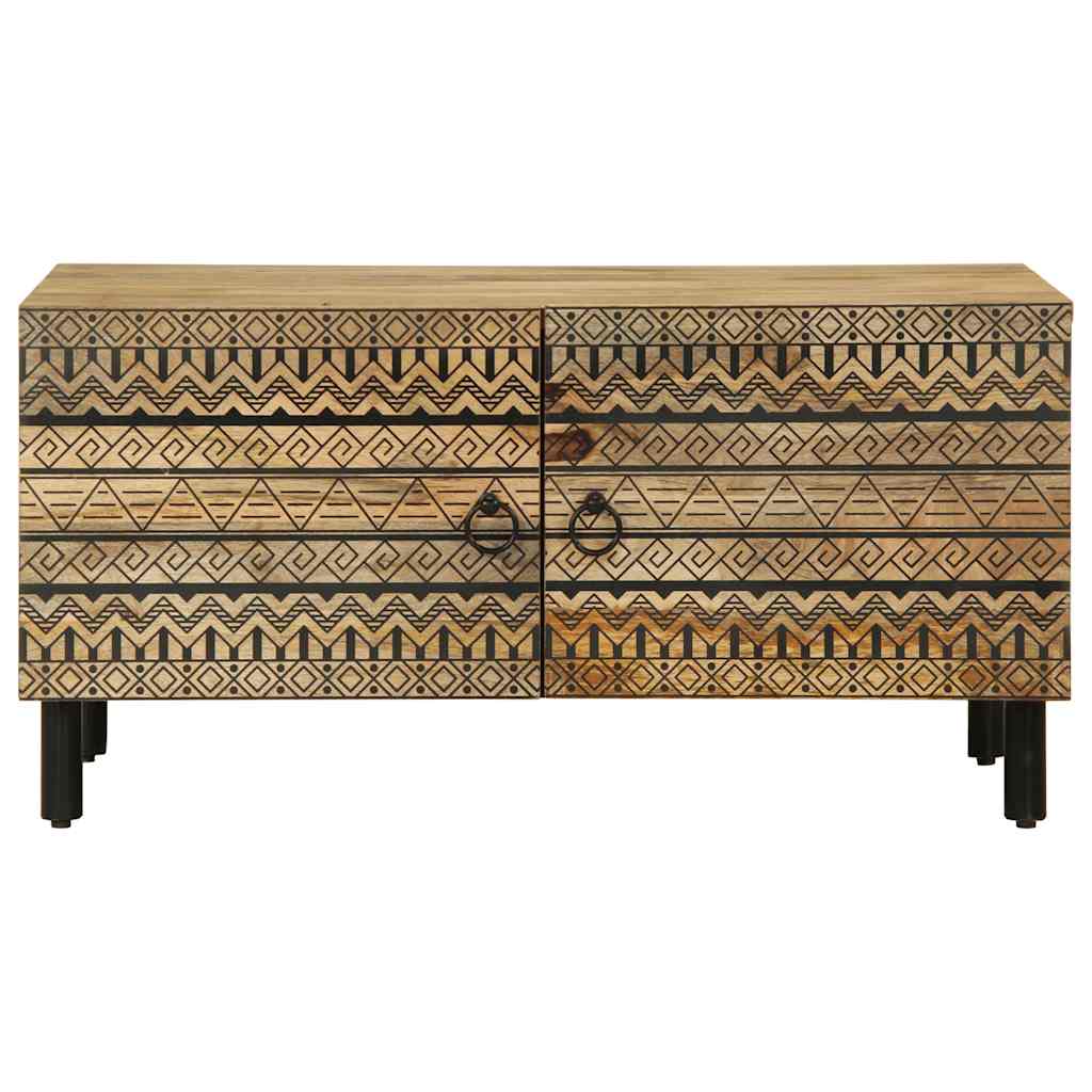Mesa de centro Nahua 2 puertas negro/natural 40x80x50 cm frontal