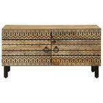 Mesa de centro Nahua 2 puertas negro/natural 40x80x50 cm frontal