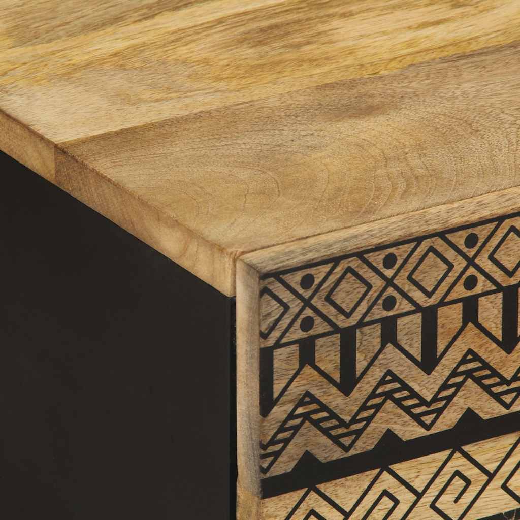 Mesa de centro Nahua 2 puertas negro/natural 40x80x50 cm detalles