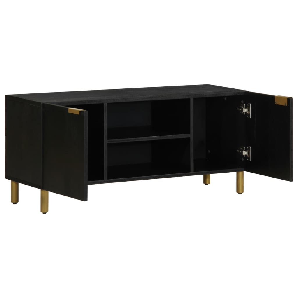 Mueble de TV Lirio 2 armarios + 2 compartimentos negro 46x105x33 cm interior