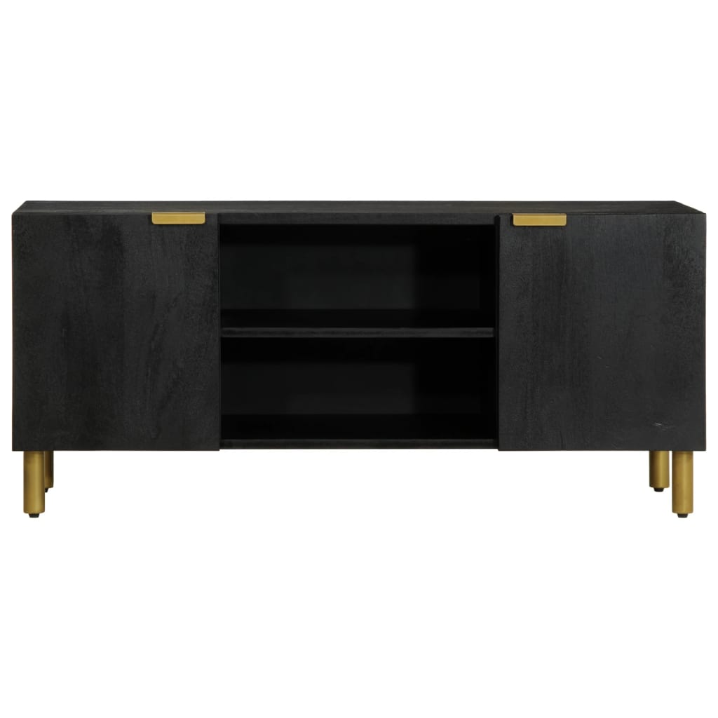 Mueble de TV Lirio 2 armarios + 2 compartimentos negro 46x105x33 cm frontal