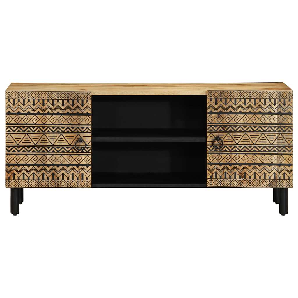 Mueble de TV Vela 2 puertas + 2 compartimentos negro/natural 46x105x33,5 cm frontal