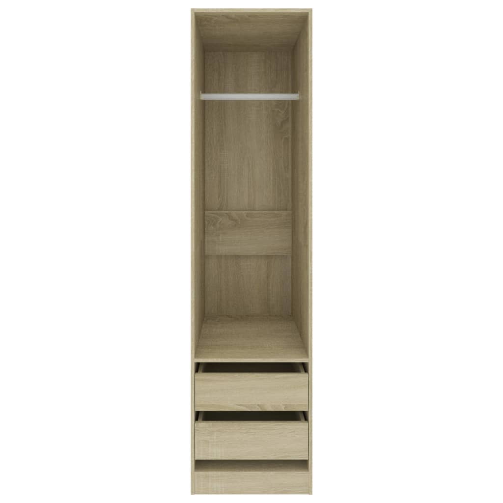 Armario auxiliar Arco 2 cajones + barra para colgar roble 200x50 cm frontal