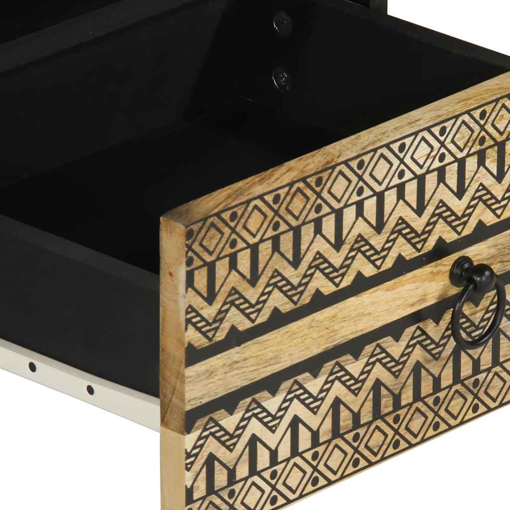 Mesa de centro Otomíe 2 cajones + 2 compartimentos negro/natural 40x80x54 cm interior