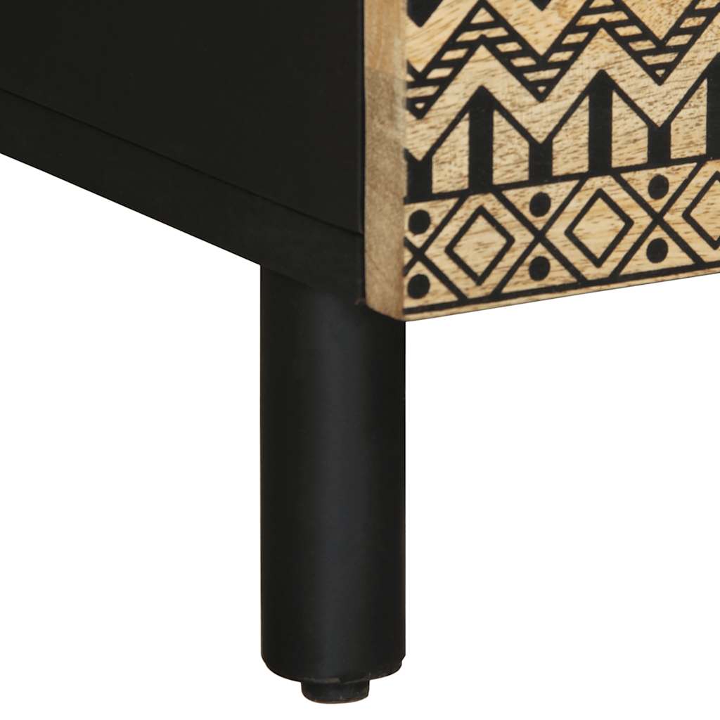 Mesa de centro Otomíe 2 cajones + 2 compartimentos negro/natural 40x80x54 cm patas