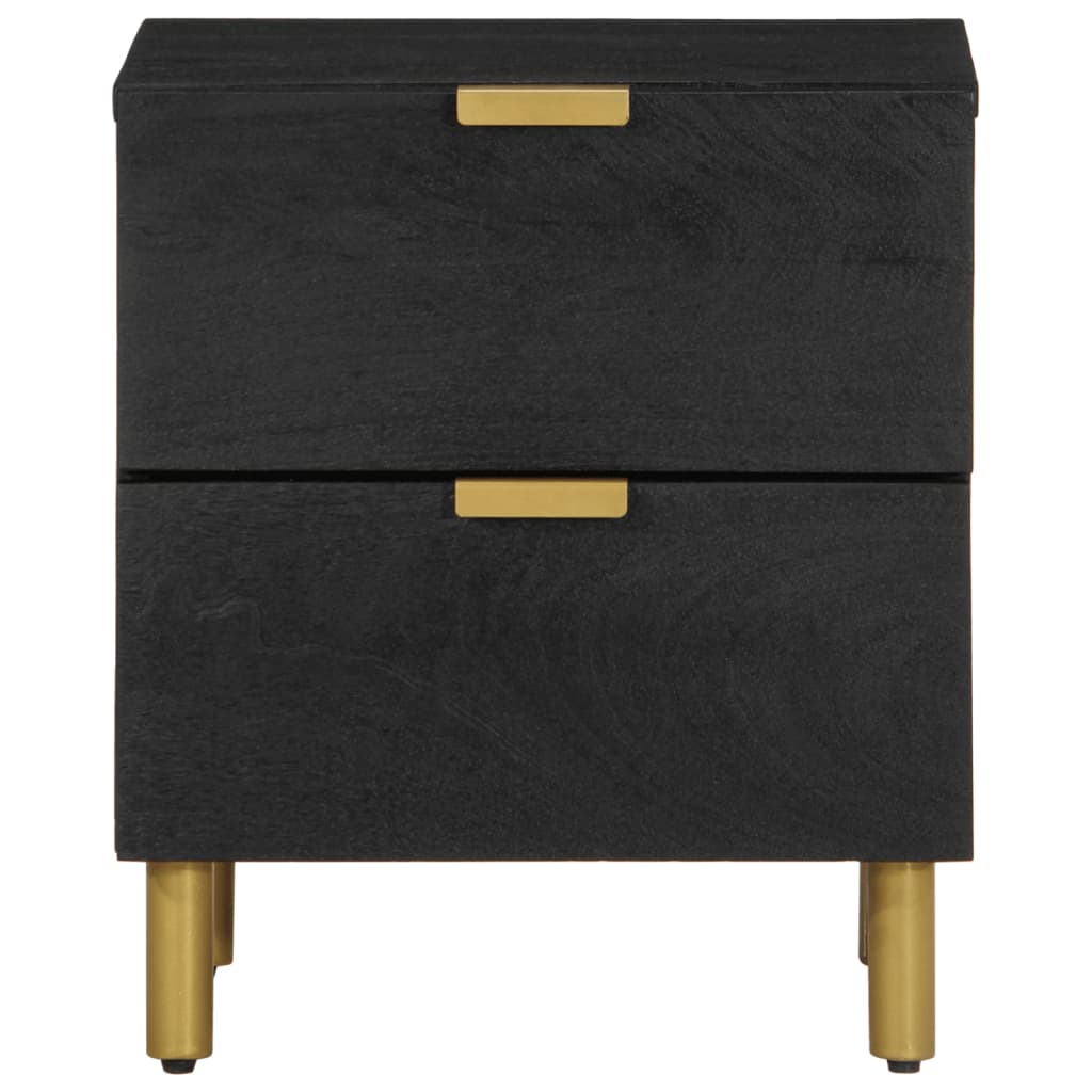 Pack de 2 mesitas de noche Paris 2 cajones negro 46x40x33 cm frontal