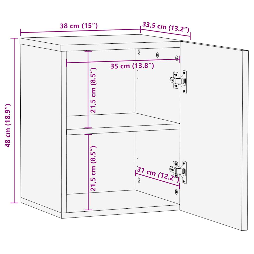 Armario de pared Delta con puerta negro/natural 48x38x33,5 cm medidas