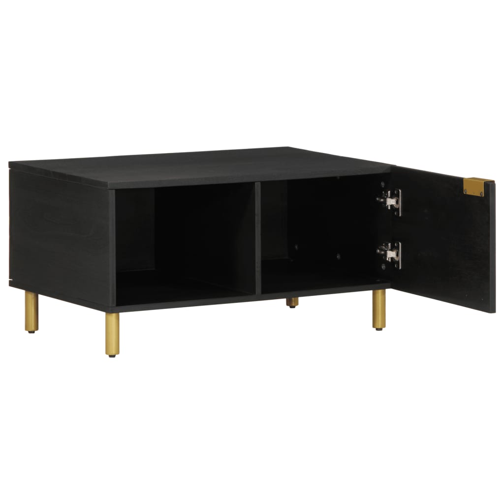 Mesa de centro Puma 1 puerta + compartimento negro 40x80x50 cm fondo blanco
