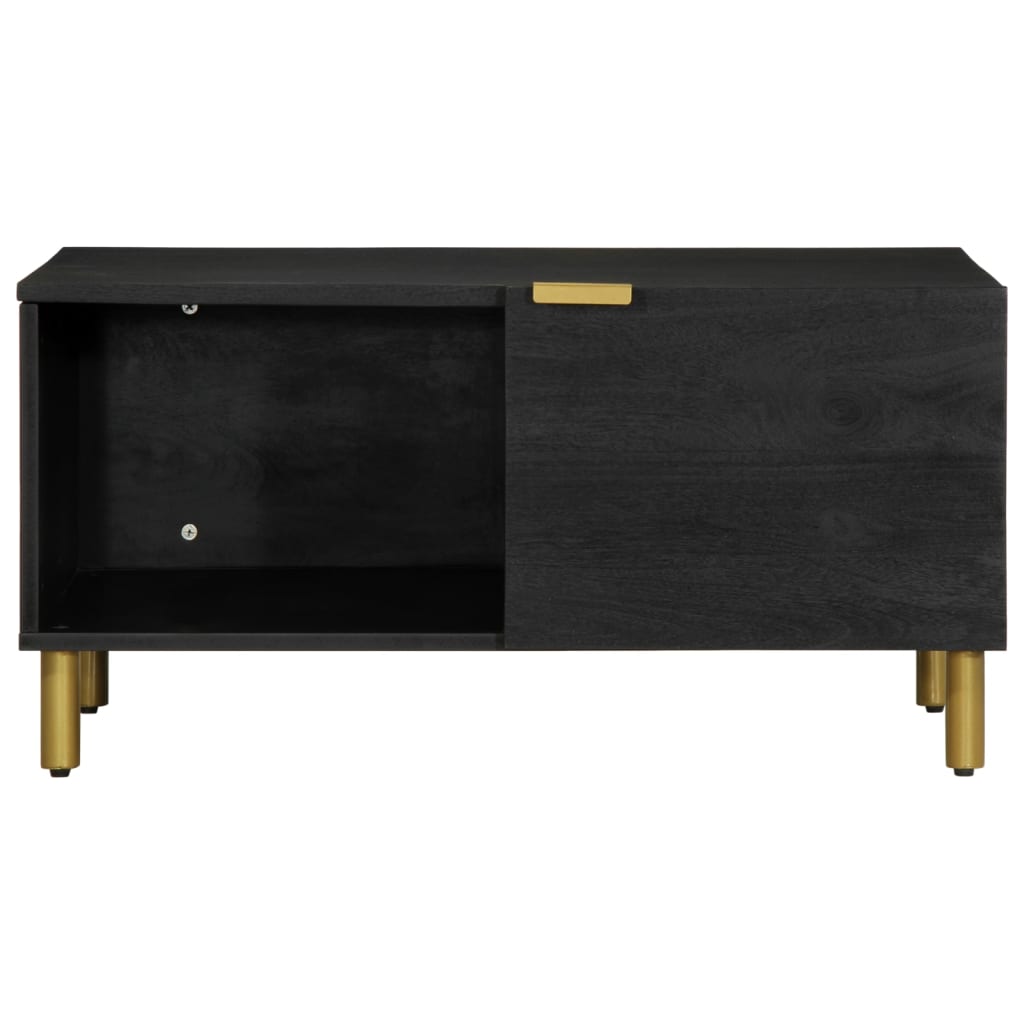 Mesa de centro Puma 1 puerta + compartimento negro 40x80x50 cm frontal